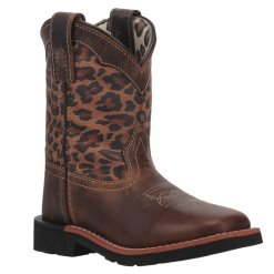 DANP DAN POST KIDS MAKUCHA BROWN LEOPARD SQUARE TOE BOOTS - DPC2951