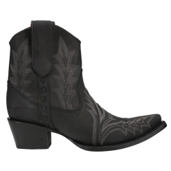 CIRCLE G BY CORRAL WOMEN'S BLACK EMBROIDERY & ZIPPER ANKLE WESTERN BOOTS - L5701