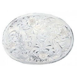 MONTANA SILVERSMITH OVAL SILVER ENGRAVED WESTERN BELT BUCKLE - 1840