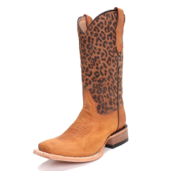 CIRCLE G BY CORRAL KIDS/TEEN HONEY LEOPARD PRINT SQUARE TOE BOOT -J7104