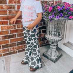 BBL BAILEY'S BLOSSOM INFANT/TODDLER LANDRY BOHO BELL BOTTOMS COW PRINT