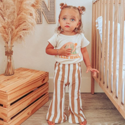 BBL BAILEY'S BLOSSOMS INFANT/TODDLER/KIDS BLAKELY BOHO BELL BOTTOMS TAN STRIPES