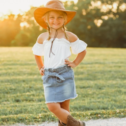 BBL BAILEY'S BLOSSOM INFANT/TODDLER SANDY HIGH WAIST DENIM TIE SKIRT DAR