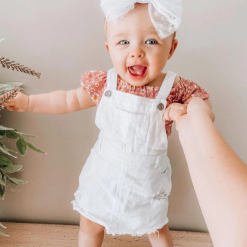 BBL BAILEY'S BLOSSOMS INFANT/TODDLER DELILAH OVERALL SUSPENDER SKIRT WHITE DENIM