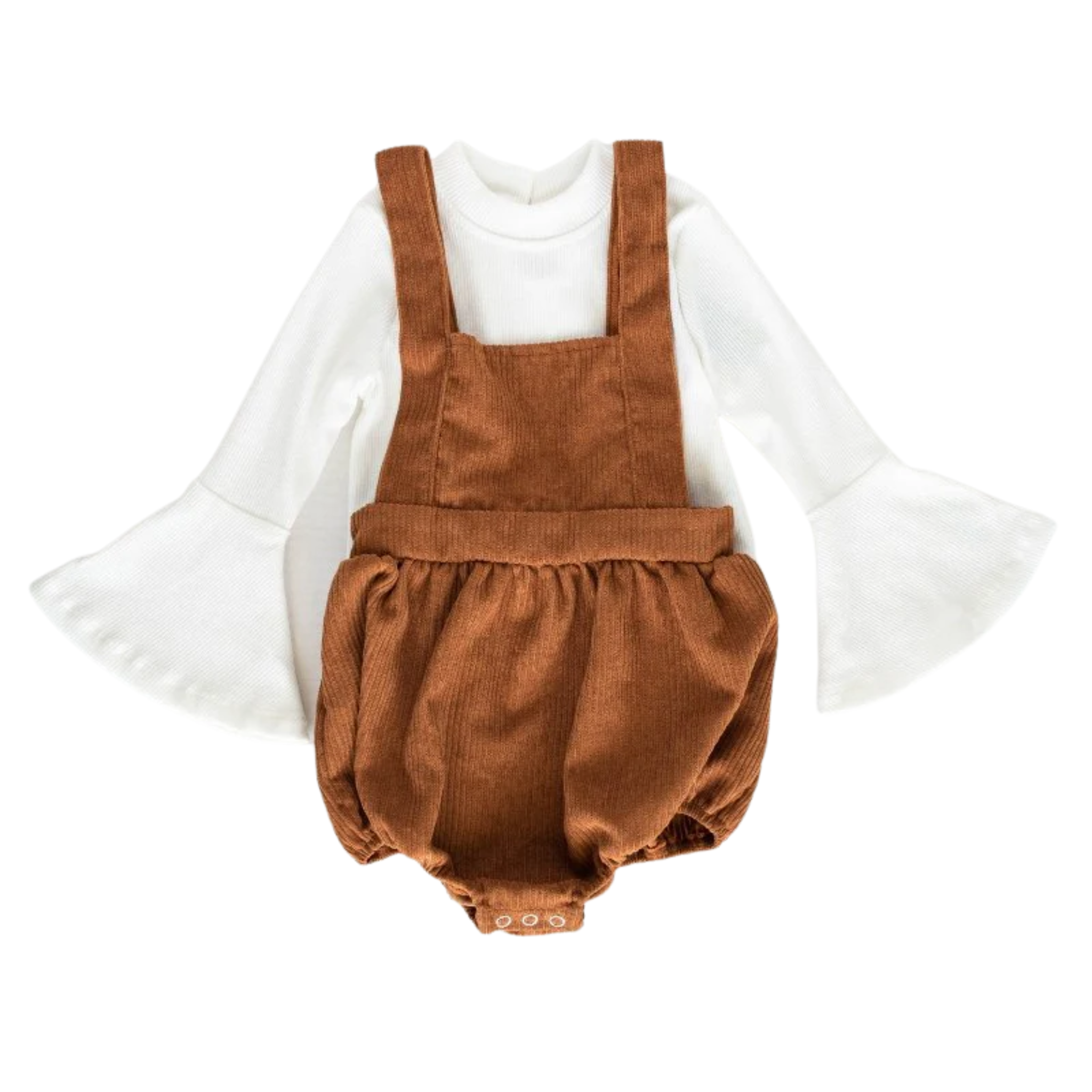 BAILEY'S BLOSSOMS INFANT/TODDLER DOLLY SUSPENDER BUBBLE ROMPER PRALINE - Image 4