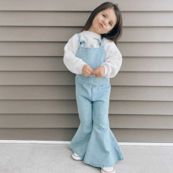 BBL BAILEY'S BLOSSOMS INFANT/TODDLER JADEN TIE STRAP LIGHT DENIM JUMPSUIT